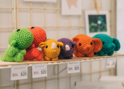 Hand crocheted animals are just a few of the amazing things waiting for you at CLC.