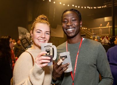 (L–R) Natalie Hammon and Mak Ibrahim had a staggered start to the night’s drinking. She had selected a fruity sour beer while he was still looking for his first drink