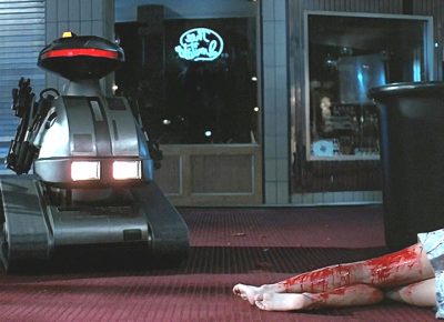 Robot security system still from Chopping Mall