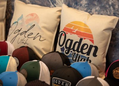 Ogden Wear sold hats, beanies, shirts, mugs and a Santa-themed cutting board.