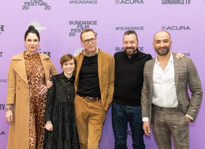 Cast members pose for photos for the new film Uncle Frank at the Sundance Film Festival 2020. Photo: Logan Sorenson (LmSorenson.net)