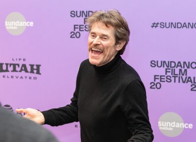 Willem Dafoe having a blast at the Sundance Film Festival 2020 for the premiere of new Netflix film The Last Thing He Wanted. Photo: Logan Sorenson (LmSorenson.net)