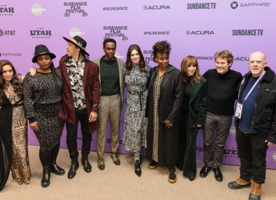 Some cast and production queue up for photos at the red carpet premiere for the new movie The Last Thing He Wanted at the Sundance Film Festival 2020. Photo: Logan Sorenson (LmSorenson.net)