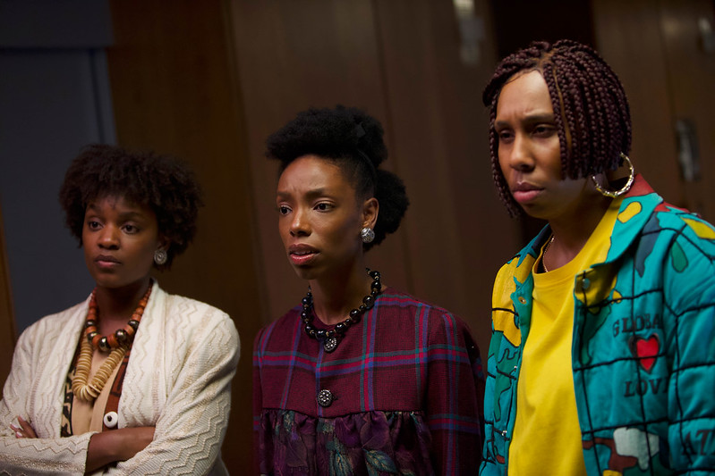 Yaani King Mondschein, Elle Lorraine, and Lena Waithe appears in Bad Hair by Justin Simien, an official selection of the Midnight program at the 2020 Sundance Film Festival. Courtesy of Sundance Institute. All photos are copyrighted and may be used by press only for the purpose of news or editorial coverage of Sundance Institute programs. Photos must be accompanied by a credit to the photographer and/or 'Courtesy of Sundance Institute.' Unauthorized use, alteration, reproduction or sale of logos and/or photos is strictly prohibited.