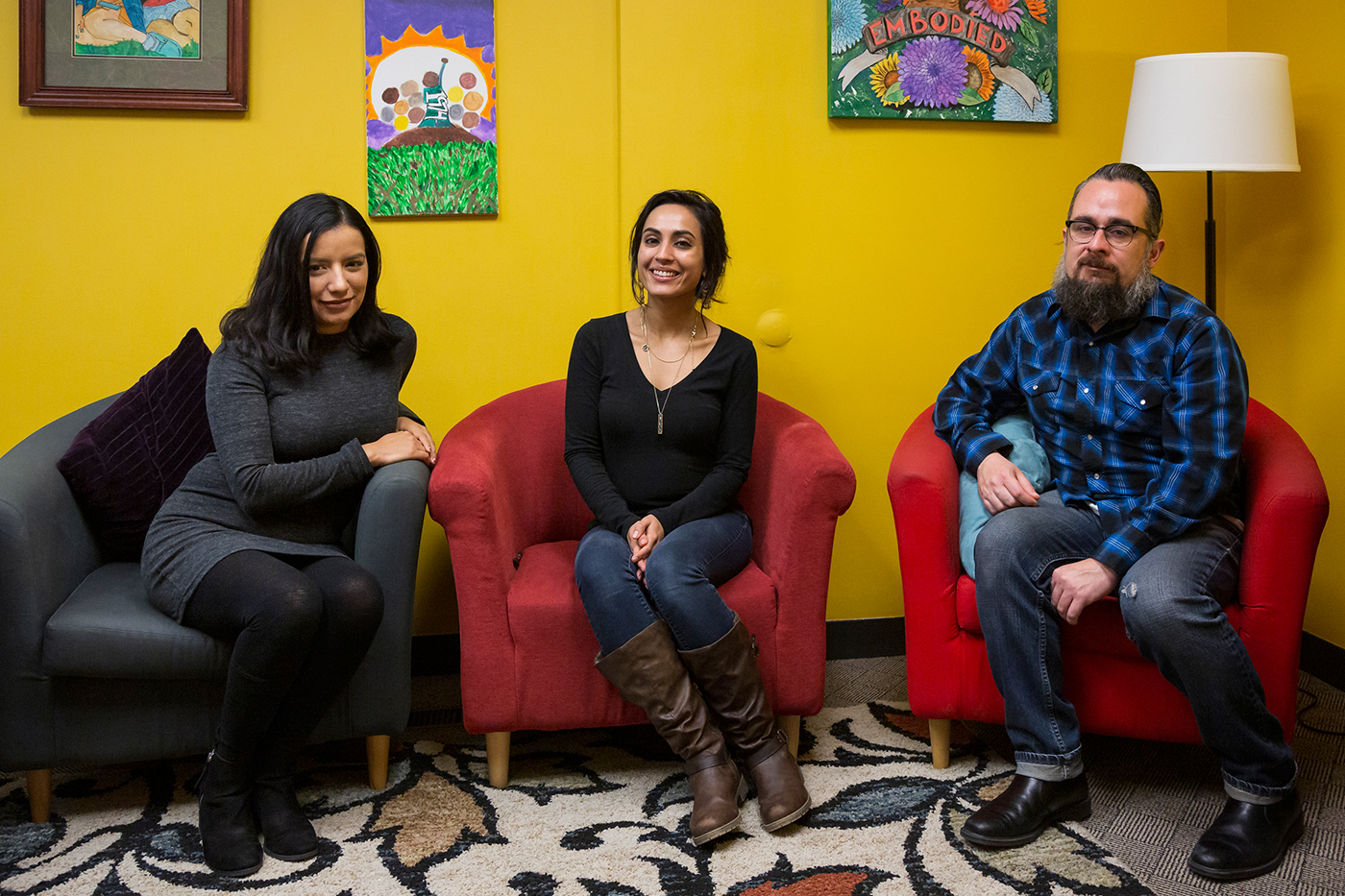 (L–R) Stephany Murguia, Megan Asadian and Jorge Barraza comprise a portion of the Rape Recovery Center staff, and work toward the goal of eradicating sexual assault through outreach and education.