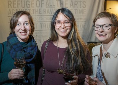 (L–R) Liza Flum, Alleliah Nuguid and Amy Sailer came out to support their poet pals at their readings in celebration of Lightscatter Press’s launch.