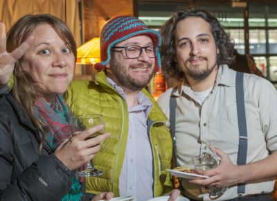 (L–R) Luminaria’s Christine Baczek and Dave Hyams join Lightscatter board member Nic Contreras.