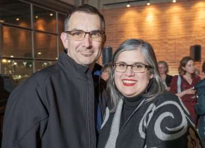 (L–R) Jon Glenn and Jennifer Meyer-Glenn missed the readings, but they have known Lisa Bickmore for decades!