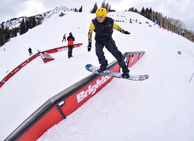 Xander Cornaby, sliding through the rail.