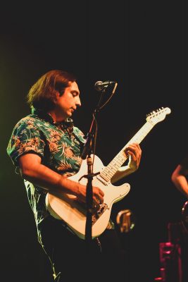 Guitarist taking a solo during Free Throw's set at The Depot.