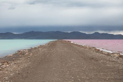 Douglas Tolman, "Inland Sea 2," 2017, from Inland Sea. The second image in this series examines one of the many causeways which has dissected the lake into several smaller evaporation basins.