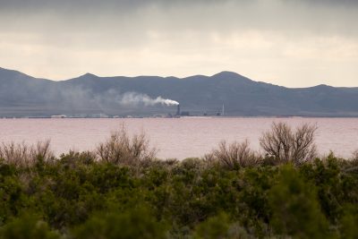 Douglas Tolman, "Inland Sea 4," 2017, from Inland Sea. The fourth and fifth image in this series show the distant magnesium extraction facility releasing chlorine dioxins into the airshed. This facility was once listed by the EPA as the nation's worst air polluter, and has been involved in several high-profile lawsuits for improper disposal of hazardous waste.