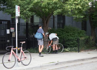 We get by with a little help locking up our bikes from our friends.