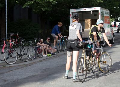 A crew of riders clearly share a love of cycling.