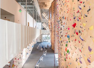 This perspective from an upper floor showcases the expansive interior.