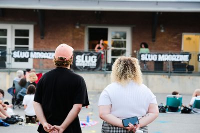 Real recognizes real: Cherry Thomas watches fellow headliner Elowyn perform. Photo: Erin Sleater