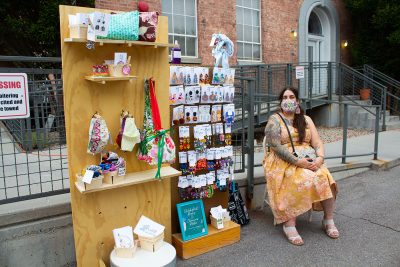 Jacqueline Whitmore of Obnoxious Plastic brought earrings and other handmade accessories to the August SLUG Picnic. Photo: Morgan Keller