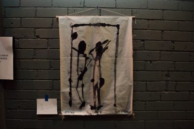 Abstract teaser paintings were displayed throughout the FULL HOG ACCESS event to give viewers a hint of what the main paintings would look like.