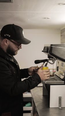 Starting a business in the time of COVID-19 has been difficult, but collaboration with other local eateries has allowed Old Cuss Coffee to thrive. 