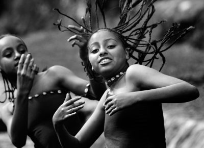 Betty Epreme and Tsion Addisu with the Mesgana Dancers, in Addis Ababa, Ethiopia, on Thursday, Aug. 6, 2009. The Mesgana Dancers are comprised of 8 students sponsored by The Children of Ethiopia Education Fund.