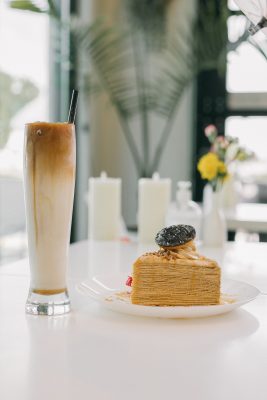 The iced caramel macchiato at Dali Crepes with coconut milk and Honey Hearts crepe make for a complimentary and delectable pair.