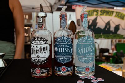 Three Sugar House Distillery spirits on display at the 2021 Brewstillery.