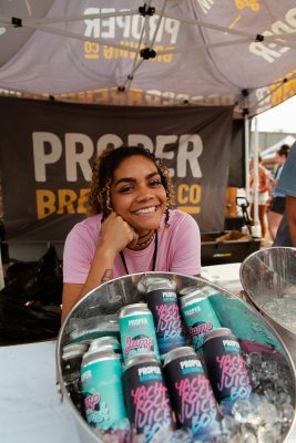 Proper Brewing Co. with some delightful, tropical-colored cans.