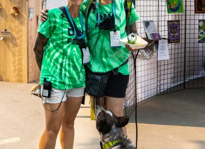 Craft Lake City's fearless leader Angela H. Brown poses with Community Inclusion Coordinator Amy Stocks as they stroll through Crafter's Corridor.