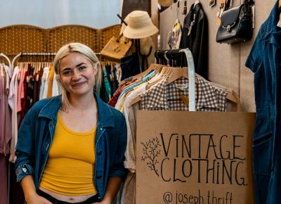 Samantha Boren displays some of her wares in the Dreamers building.