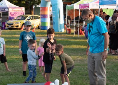 Bowling in the kids area.