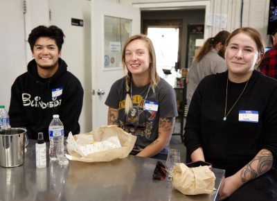 From left to right- Ian Hasselfeld, JJ Barth, and CJ Jackson enjoying lunch from Caputo's.