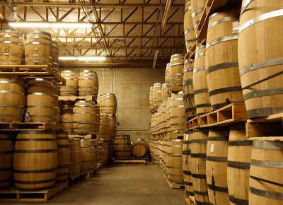 A glance at one of the corners in the barrel room where the liquors are aging.