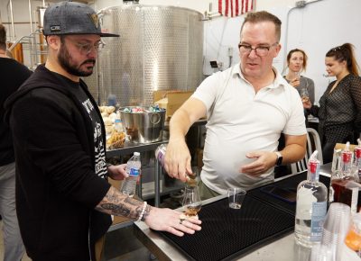 Francis Fecteau pours guest GC Farina a sample of the limited release.