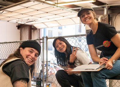 Local skate legends: Thorn Bowl judges Taylor, Lina and Kallie.