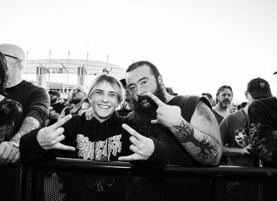 Jaxton Davies and Richard Gregory enjoying the show. Jaxton is excited to be at his first punk show.