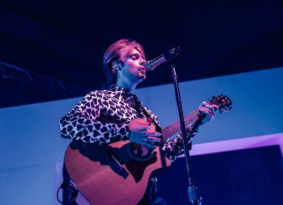 Colors and shadow on stage with FINNEAS playing in SLC.