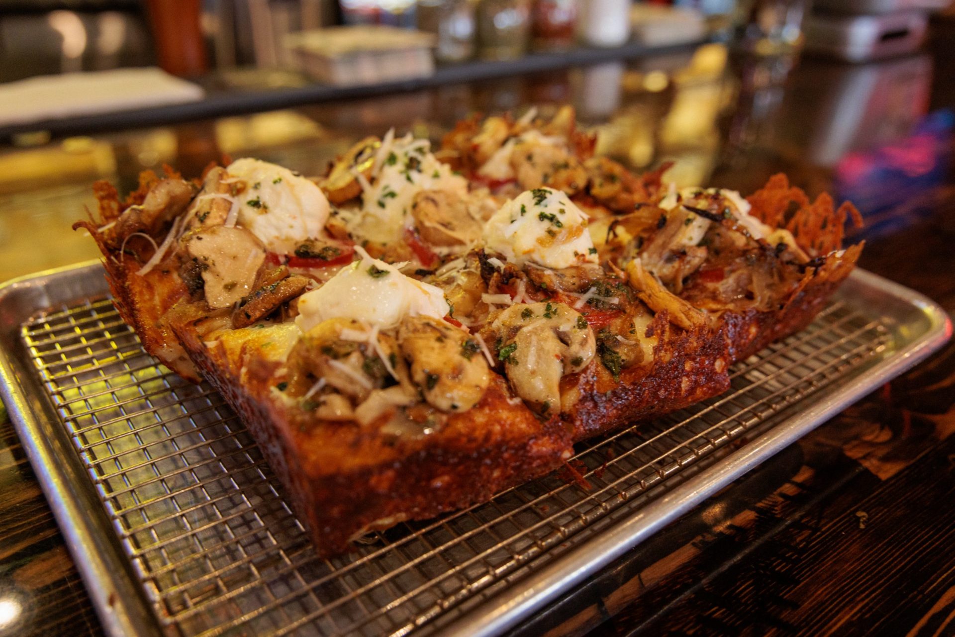 Bricks Corner’s decadent, thick and crunchy Cheesy Mushroom.