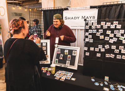 An attendee finds their next set of “go-to” earrings at Shady Mays.