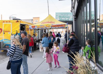 Food trucks outside the Craft Lake City 2021 Holiday Market.