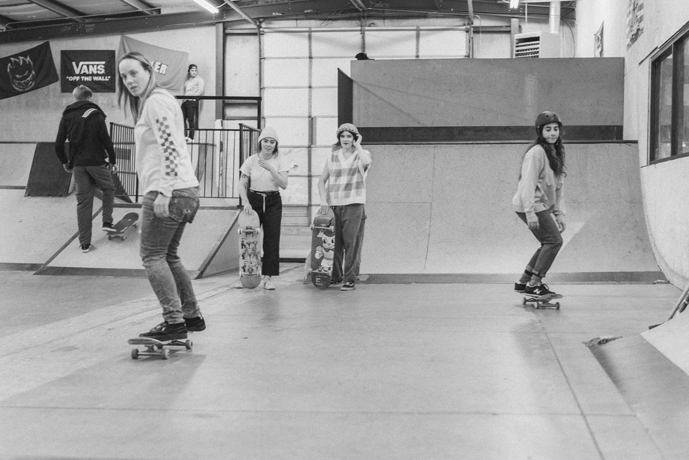 Rose Club members (L–R) Laura, Anna, Mariena and Jenna enjoying a Wednesday Skate Night at Crossroads in Ogden.