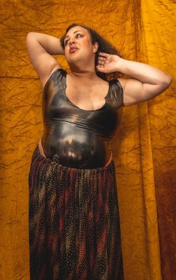 “I like things that present my body in a way you don’t usually see bodies like mine presented,” Onyx says. “Tiny dresses or even unexpected things like a giant mumu.”