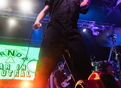 Daniel Armbruster, lead vocals for Joywave front and center on stage in SLC.