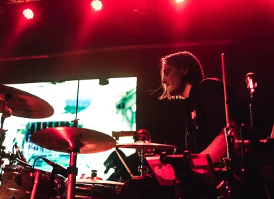 Drummer for Joywave, Paul Brenner on stage at the Complex in SLC.