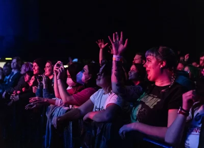 Fans lined up in front jamming out to the tunes with Joywave.