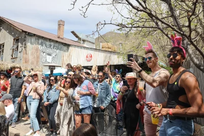 Bunny Hop crowd watching breakdancers.