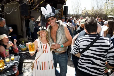 Two people pose together at Bunny Hop.