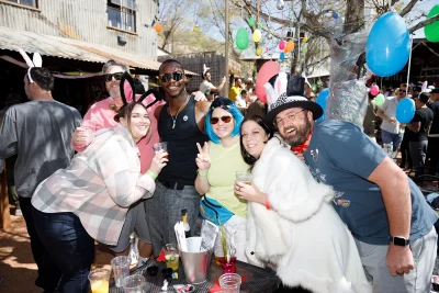 Group of people smiling for the camera at Bunny Hop.