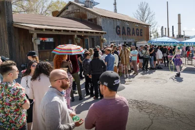 The long line at the front of Garage on Beck.