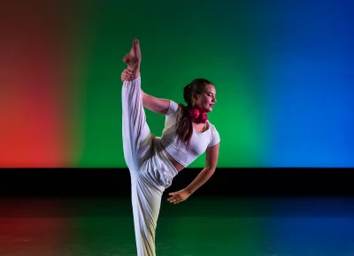 Conservatory dance solo student dances to a hip-hop beat.