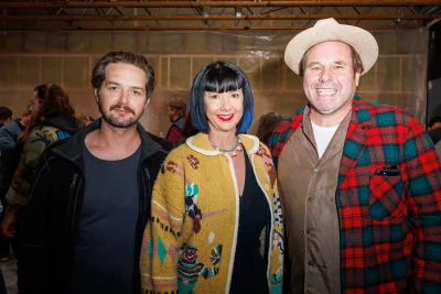 (L–R) Corey Cresswell, Angela Maxwell and Scott Willis recognize the effort Thorpe put into Space & Faders. Cresswell is a manager for Thorpe’s Anchor Stage Management, and he described how Thorpe spent the last year hanging carpet on walls by himself. Photo: John Barkiple